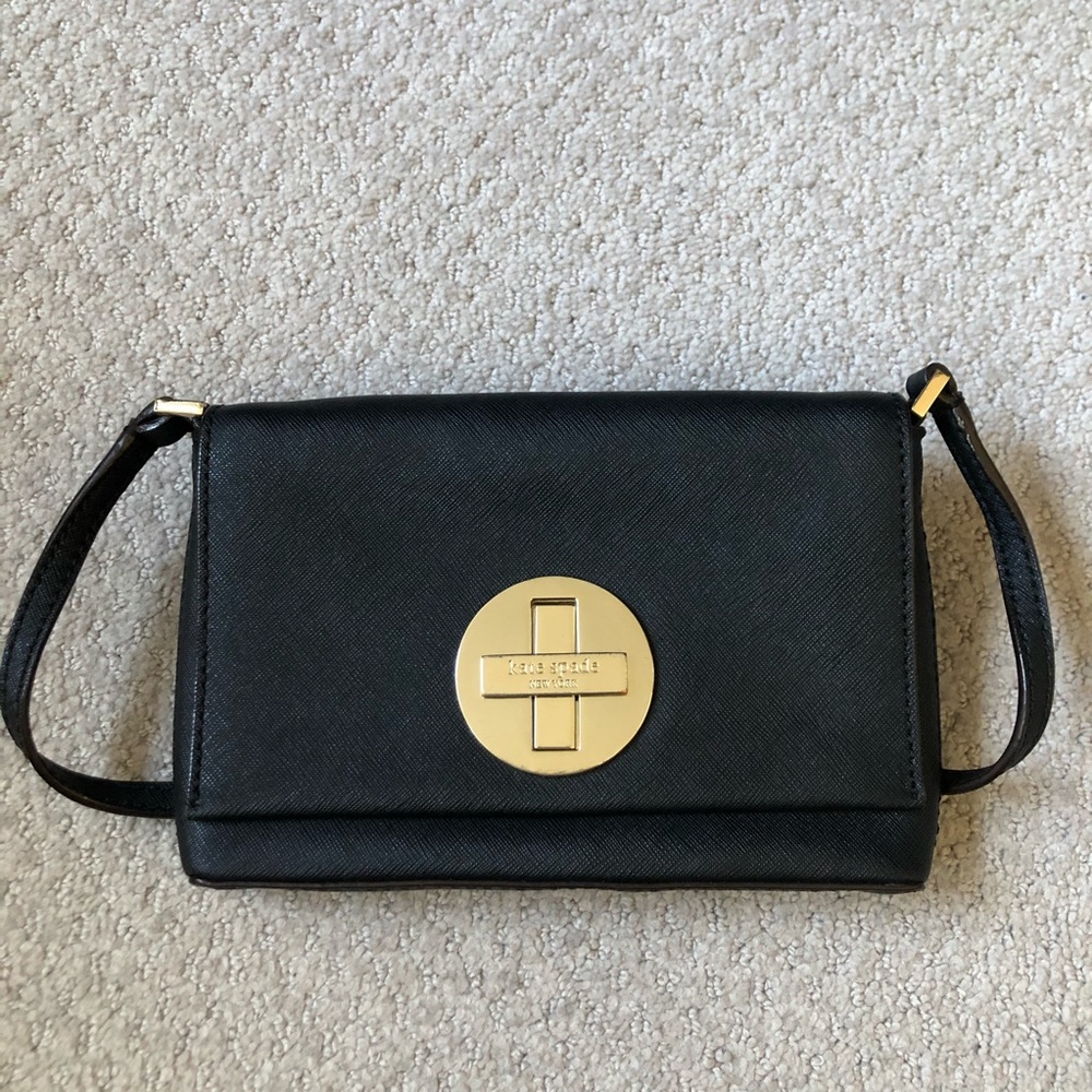 Kate Spade Black Crossbody Bag with Gold Accent